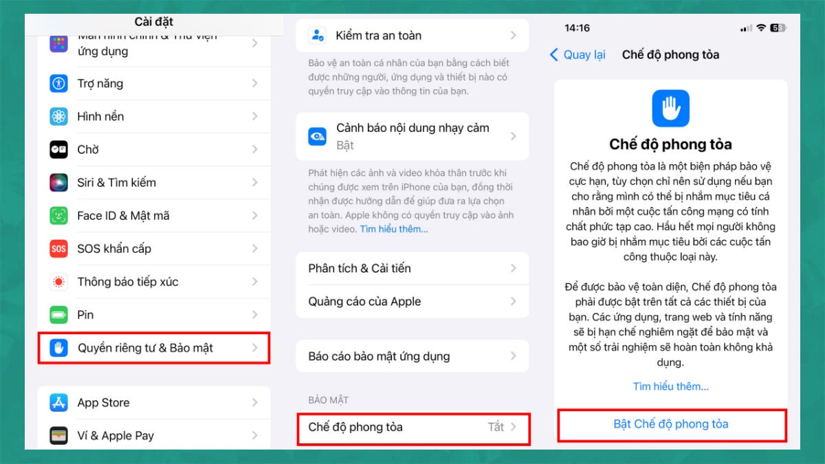 Cách bảo mật iPhone bằng Lockdown Mode 