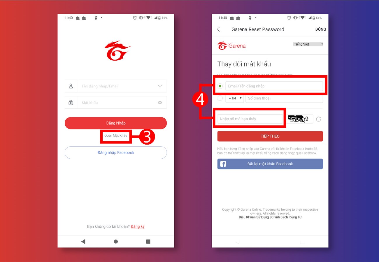 Cách đổi mật khẩu Garena bằng điện thoại 2