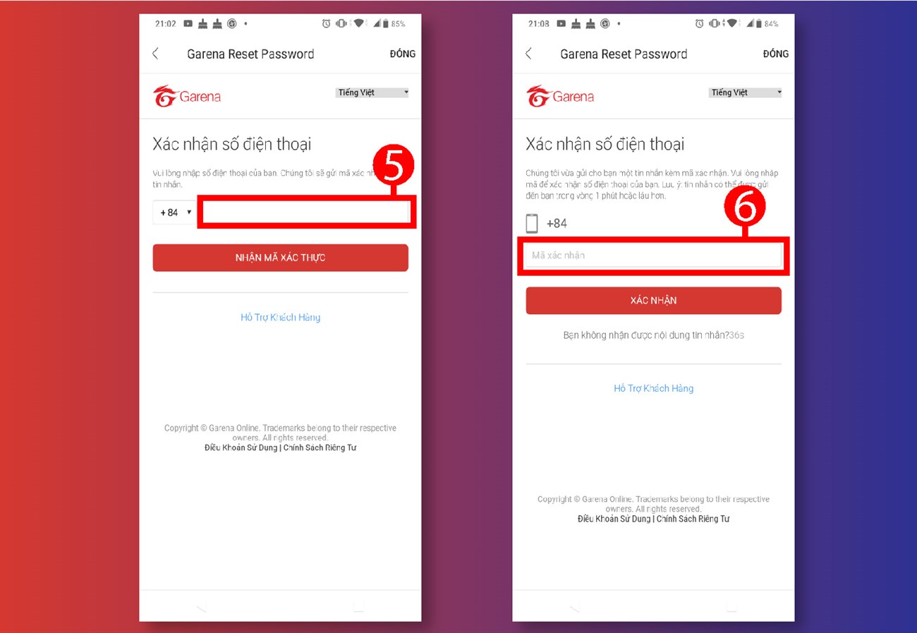 Cách đổi mật khẩu Garena bằng điện thoại 3