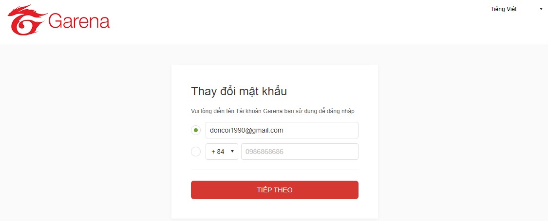 Cách khôi phục khi quên mật khẩu Garena bằng email 2