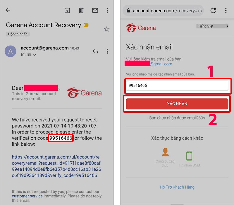 Cách khôi phục khi quên mật khẩu Garena bằng email 4