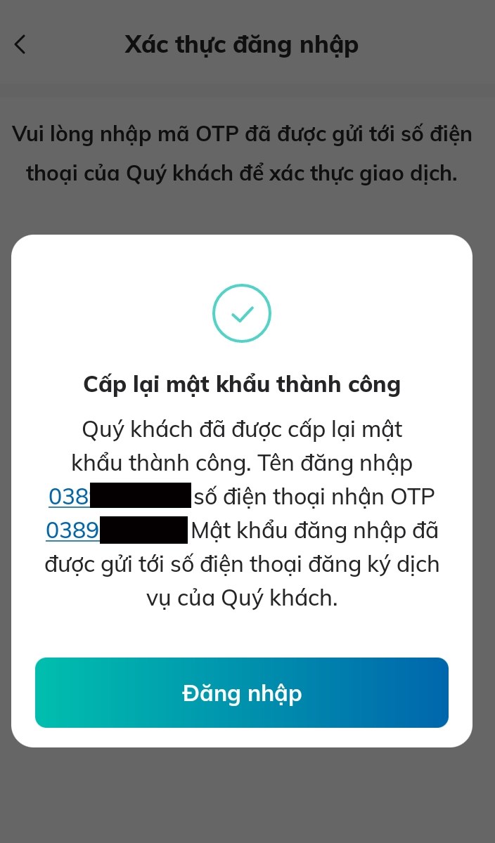 Cách lấy lại khi quên mật khẩu BIDV 4