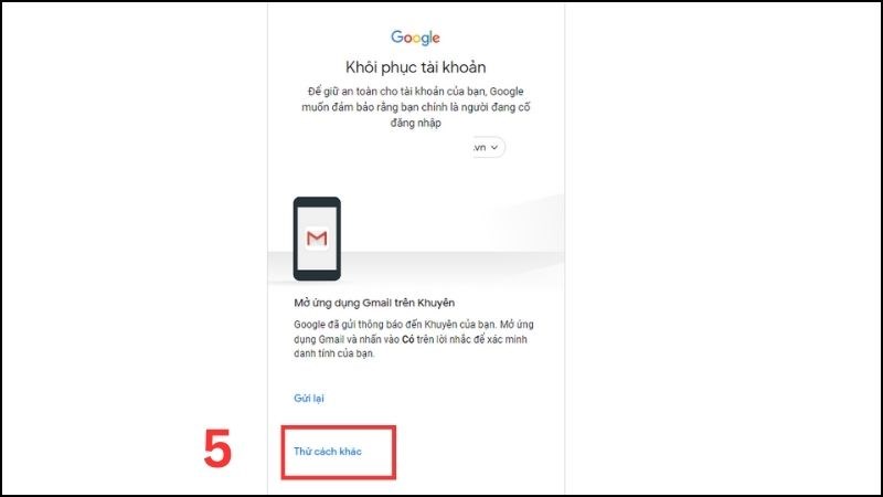 Cách lấy lại mật khẩu Gmail bằng email khôi phục 4