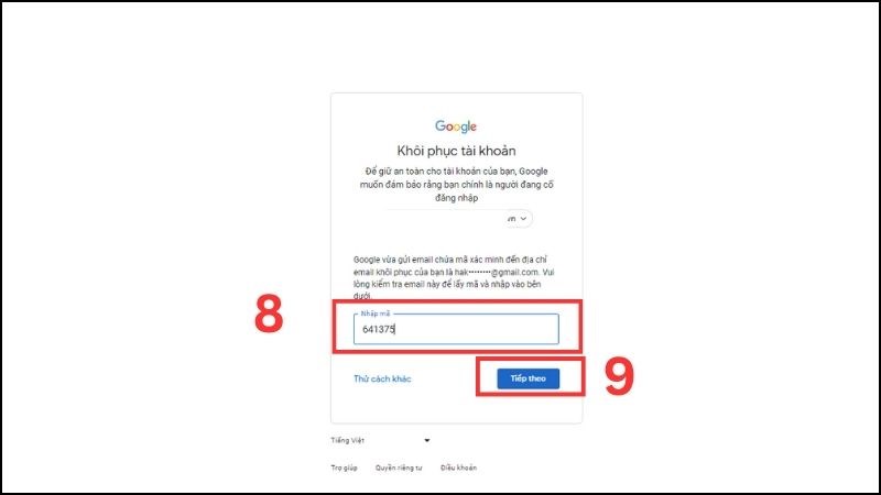 Cách lấy lại mật khẩu Gmail bằng email khôi phục 5 1