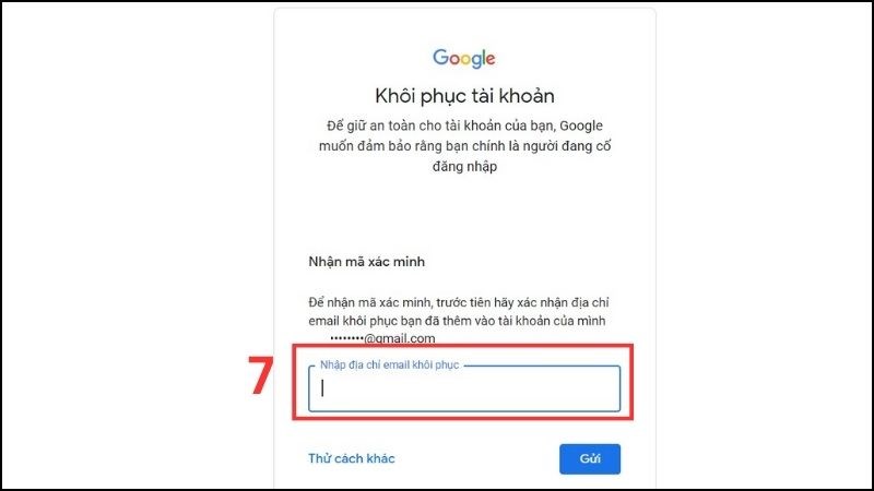 Cách lấy lại mật khẩu Gmail bằng email khôi phục 5