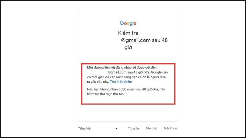 Cách lấy lại mật khẩu Gmail bằng email khôi phục 6