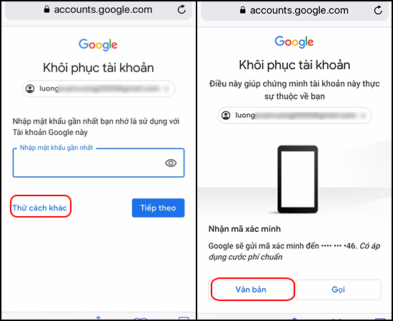 Cách lấy lại mật khẩu Gmail trên điện thoại 2