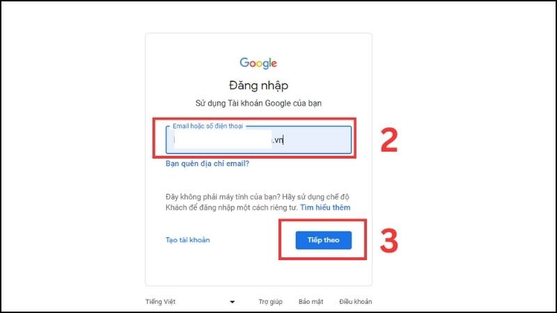 Cách lấy lại mật khẩu Gmail trên máy tính 2