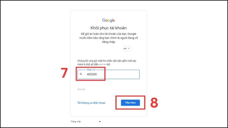 Cách lấy lại mật khẩu Gmail trên máy tính 4