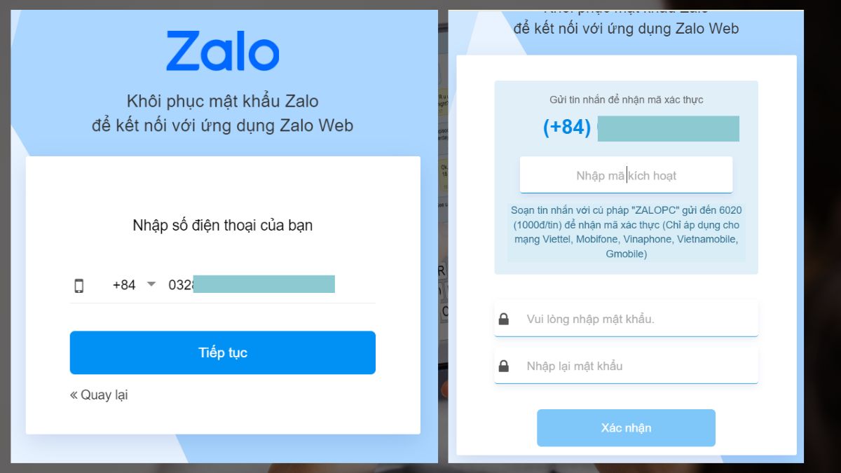 Cách lấy lại mật khẩu Zalo bằng web chat.Zalo.me 3