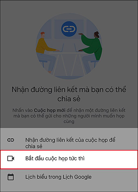 Cách tạo và chia sẻ phòng họp trên Google Meet từ điện thoại 2