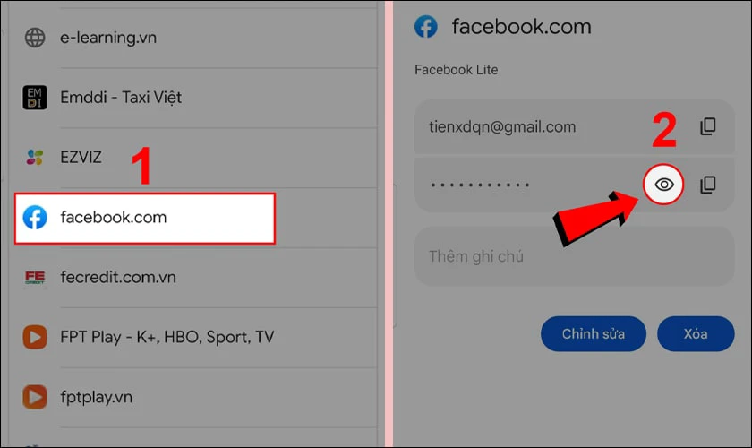 Cách xem mật khẩu Facebook bằng Chrome Android 3