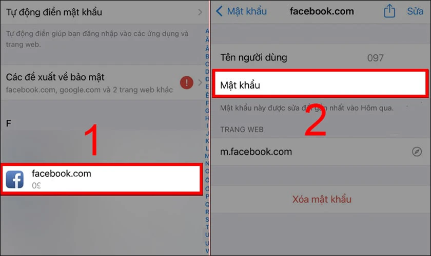 Cách xem mật khẩu facebook trên điện thoại đối với iPhone chạy iOS 14 trở lên 2