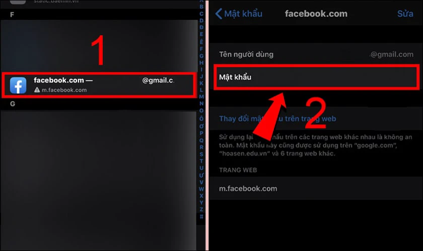 Cách xem mật khẩu facebook trên điện thoại đối với iPhone chạy iOS 14 trở xuống 2
