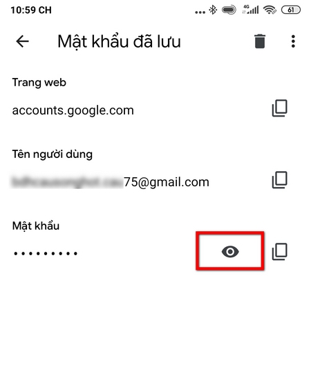 Cách xem mật khẩu Gmail trên điện thoại Android 5