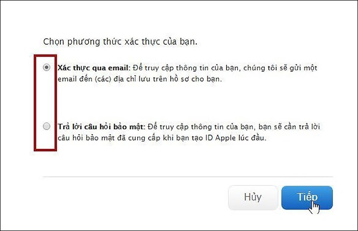 Khôi phục tài khoản iCloud bằng Gmail 2