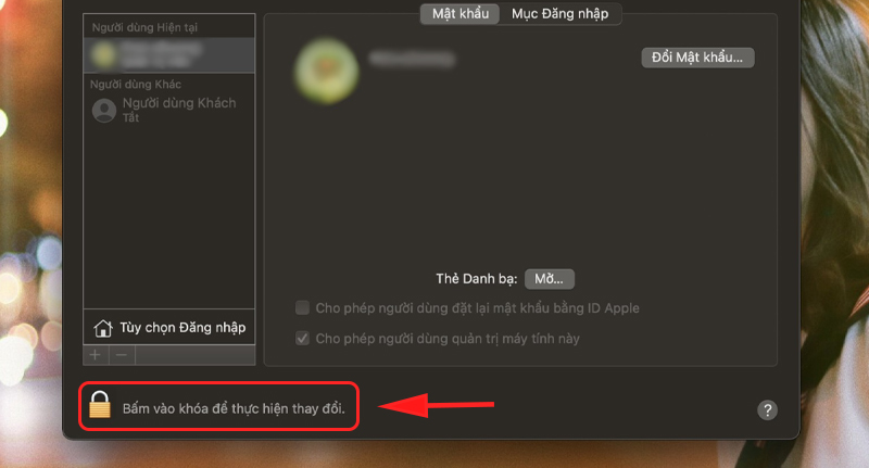 Thay đổi mật khẩu MacBook bằng 1 tài khoản khác 4