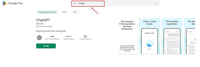 Cài đặt ứng dụng ChatGPT trên điện thoại Android